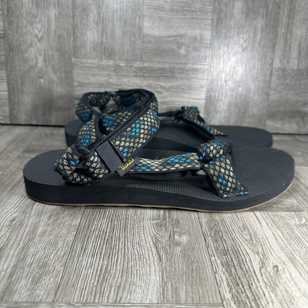 Teva Original Universal Sandals Women 9 Black Geometric Straps 1004006 NEW